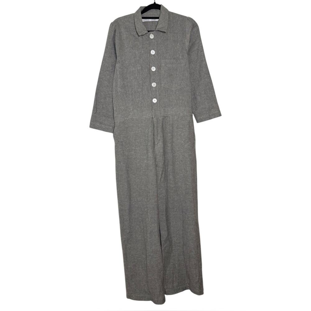 Christy Dawn Deadstock Gray Woven Stone Painter Jumpsuit - Small
